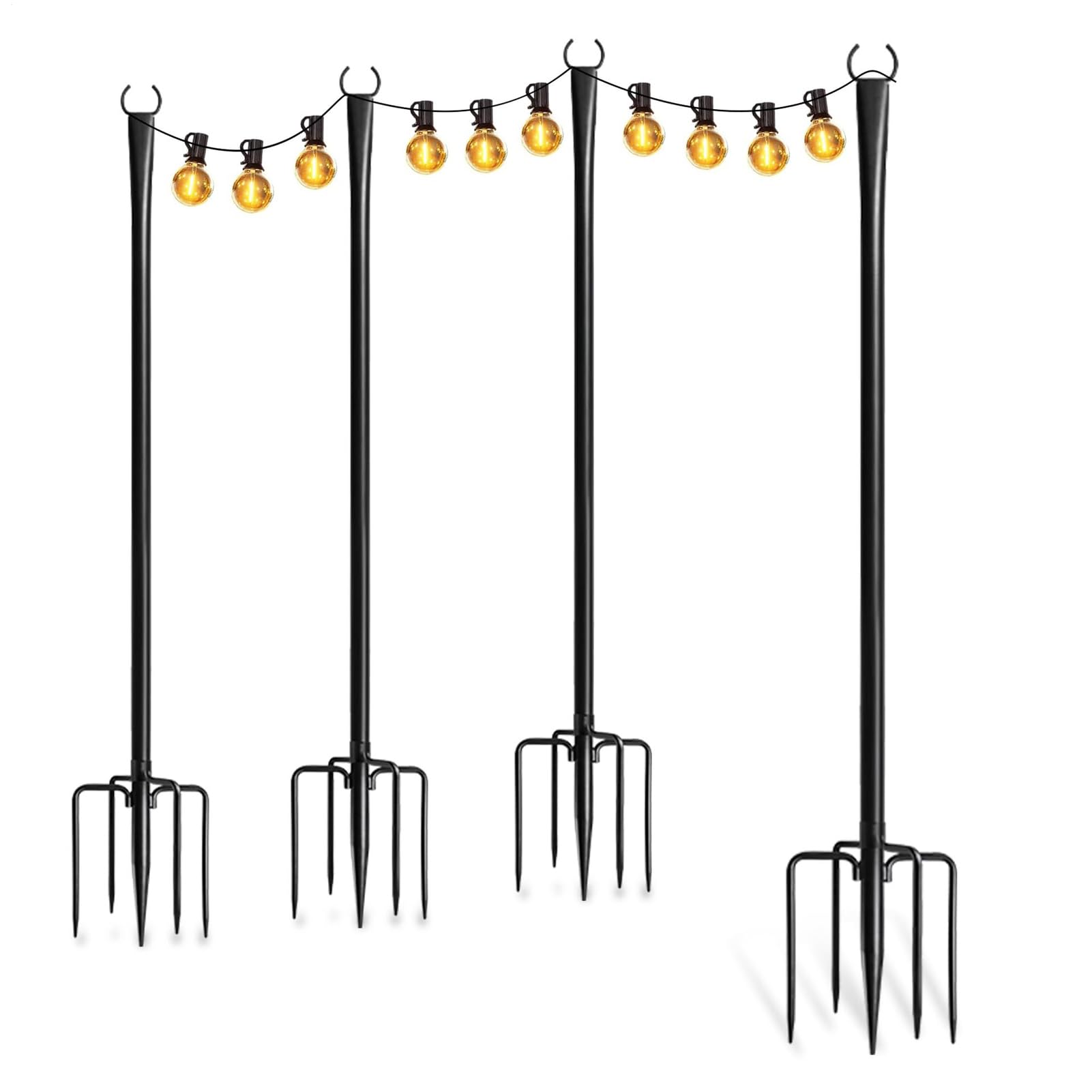Generisch Pali luminosi per catene luminose esterne, robusto asta portante per catene luminose, robuste aste di supporto per illuminazione esterna: prato, terrazza, balcone, vialetto,