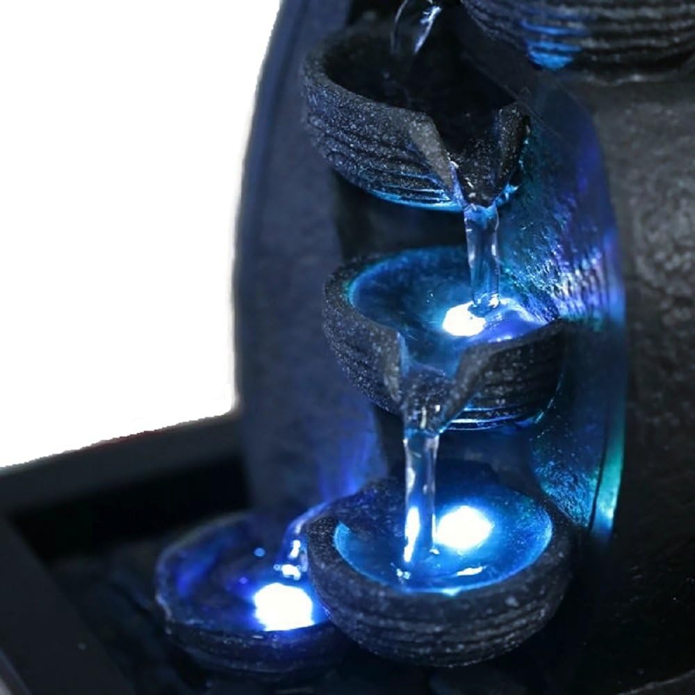 Indoor Water Feature Fountain Feng Shui Cascade brown with color changing LED 26 cm