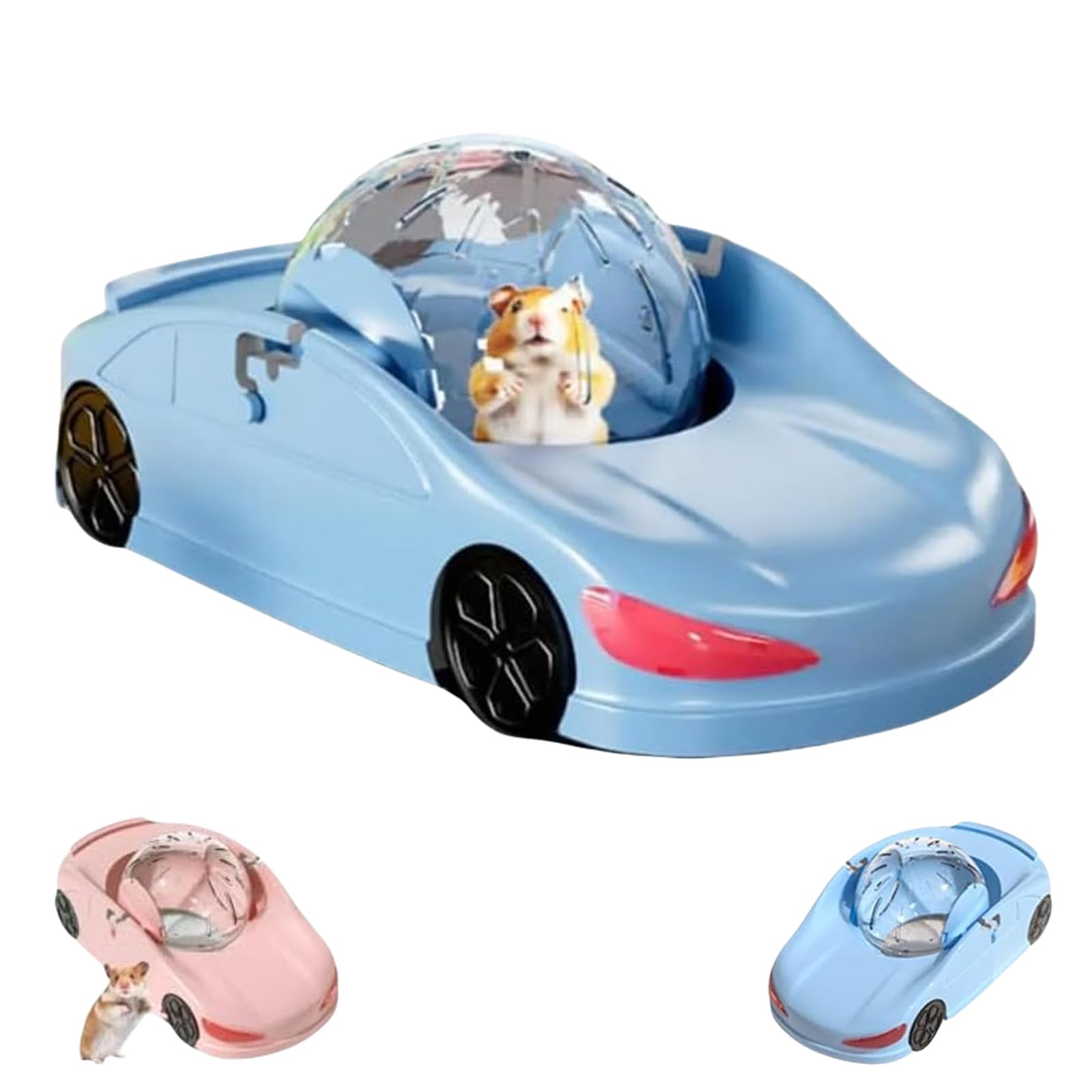 Palla da corsa per criceti, divertente palla trasparente per criceti, ruota per esercizi silenziosa per criceti, auto per criceti e criceti di piccola taglia (blu)