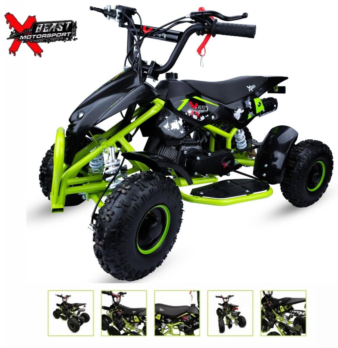Benzynowy mini quad dla dzieci o pojemności 50 cm³ – jasnozielony 2-suwowy benzynowy ciągnięcie start terenowy ATV czterokołowy – benzynowy ATV z napędem na 4 koła, do jazdy na