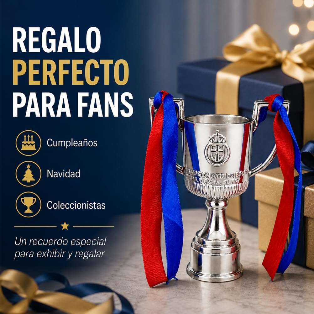 Réplica del Trofeo de Copa del Rey,Trofeo de Campeónes Coleccionable, Recuerdo de Liga de Fútbol,Decoración para Oficina, Bar Deportivo y Hogar, Aficionados al Fútbol