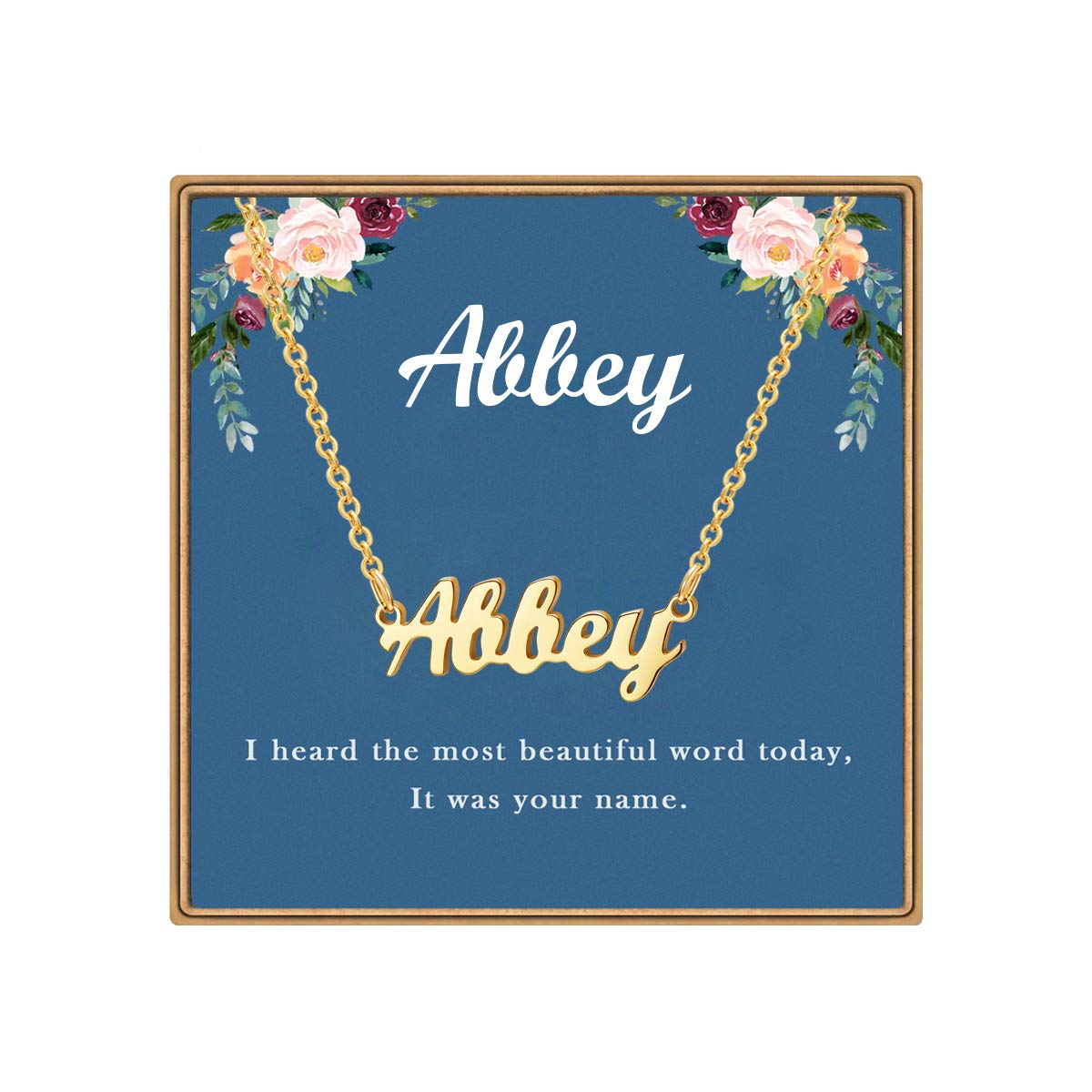 Ldurian Custom Name Necklace, Personalized Name Plate Pendant Necklace Pre Gifts, Charm Pre-made Jewelry for Mom Mama Birthday Anniversary