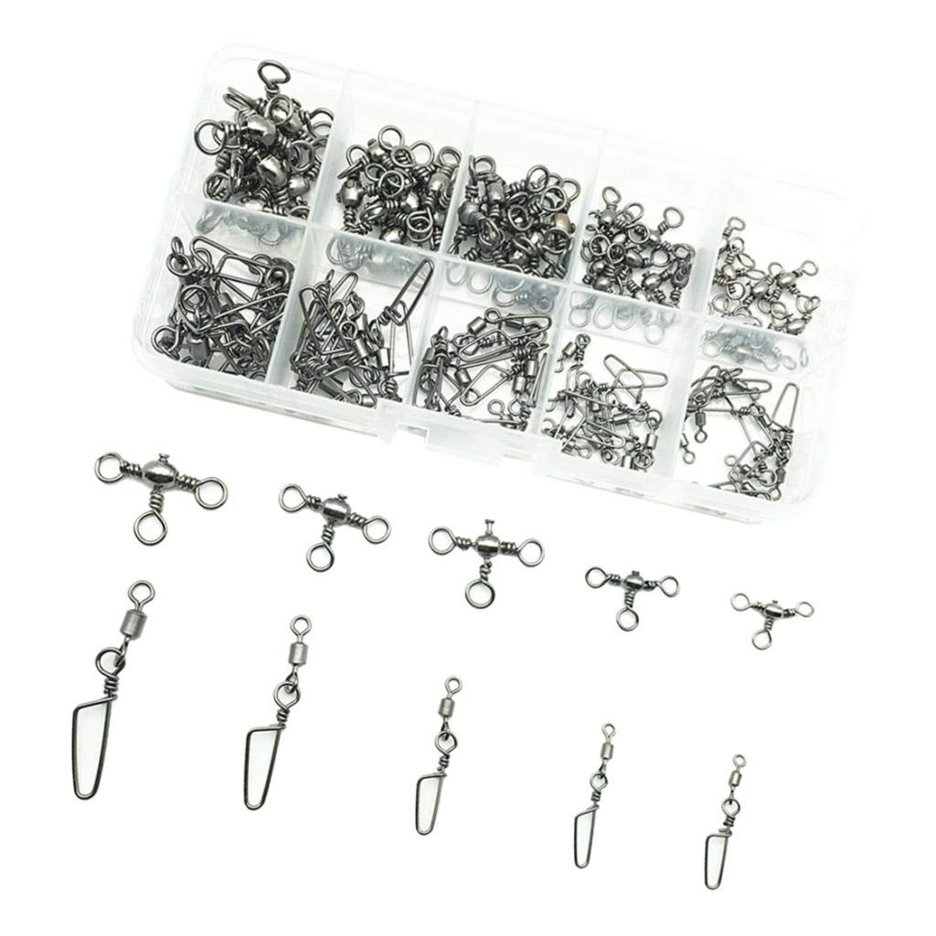 100 pz pesca Rolling Swivels w/Coast Lock Snap & 3 Way Barrel Girelle L