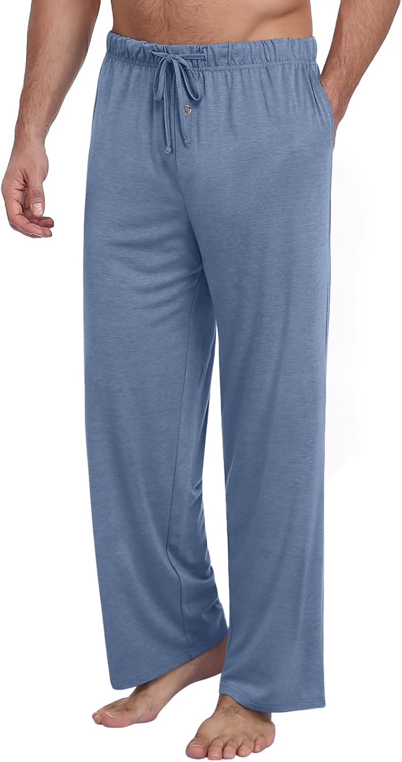 Mens Pajama Pants Soft Lounge Sleep Pants with Pockets Casual Pj Bottoms with Button Fly and Drawstring - Image 4