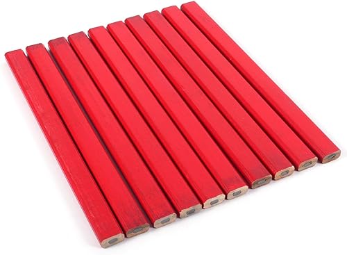 Miniatura 2 de Raguso 10 unidades por paquete de lápices de carpintero de plomo duro de 6.890 in, lápiz rojo para carpintería para constructor, juego de