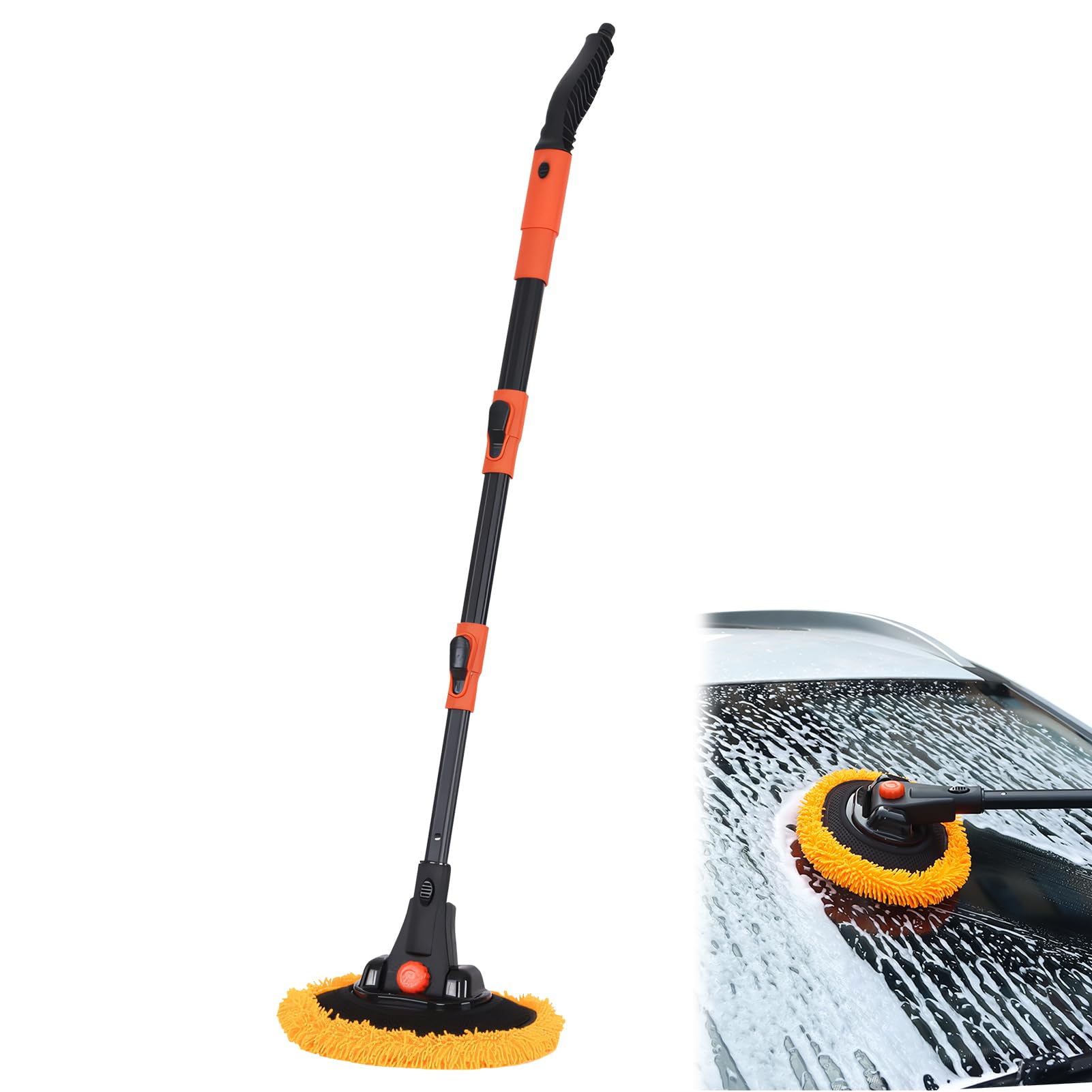 Spazzola Lavaggio Auto 160cm Con Testa In Microfibra - 2 Teste Morbide Per Auto, Camper E SUV - Foto 7