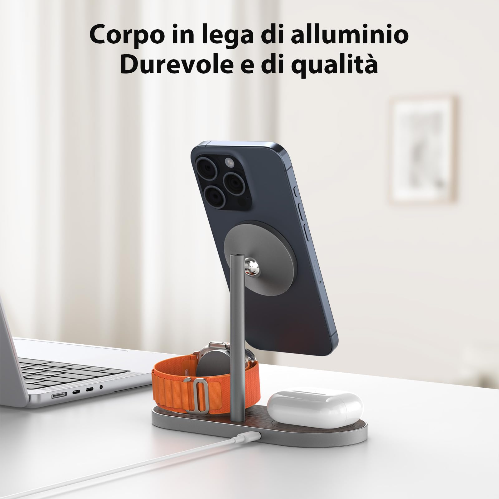 KU XIU X23 Pro Caricatore 3 in 1, Stazione di Ricarica per Apple, Caricatore Wireless Compatibile con iPhone 17/16/15/14/13/12 Pro Max, Apple Watch Ultra/9/8/7/6/SE/5/4/3, per AirPods 2/3/4Pro