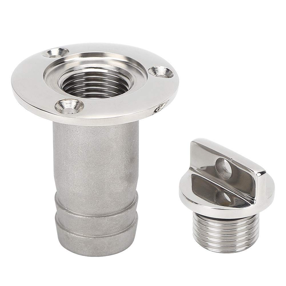 fasient1 Boat Garboard Drain Plug, 316 Stainless Steel Oval Garboard Drain Plug Vent Connector Fitting Boats Parts, Rust-Resistant
