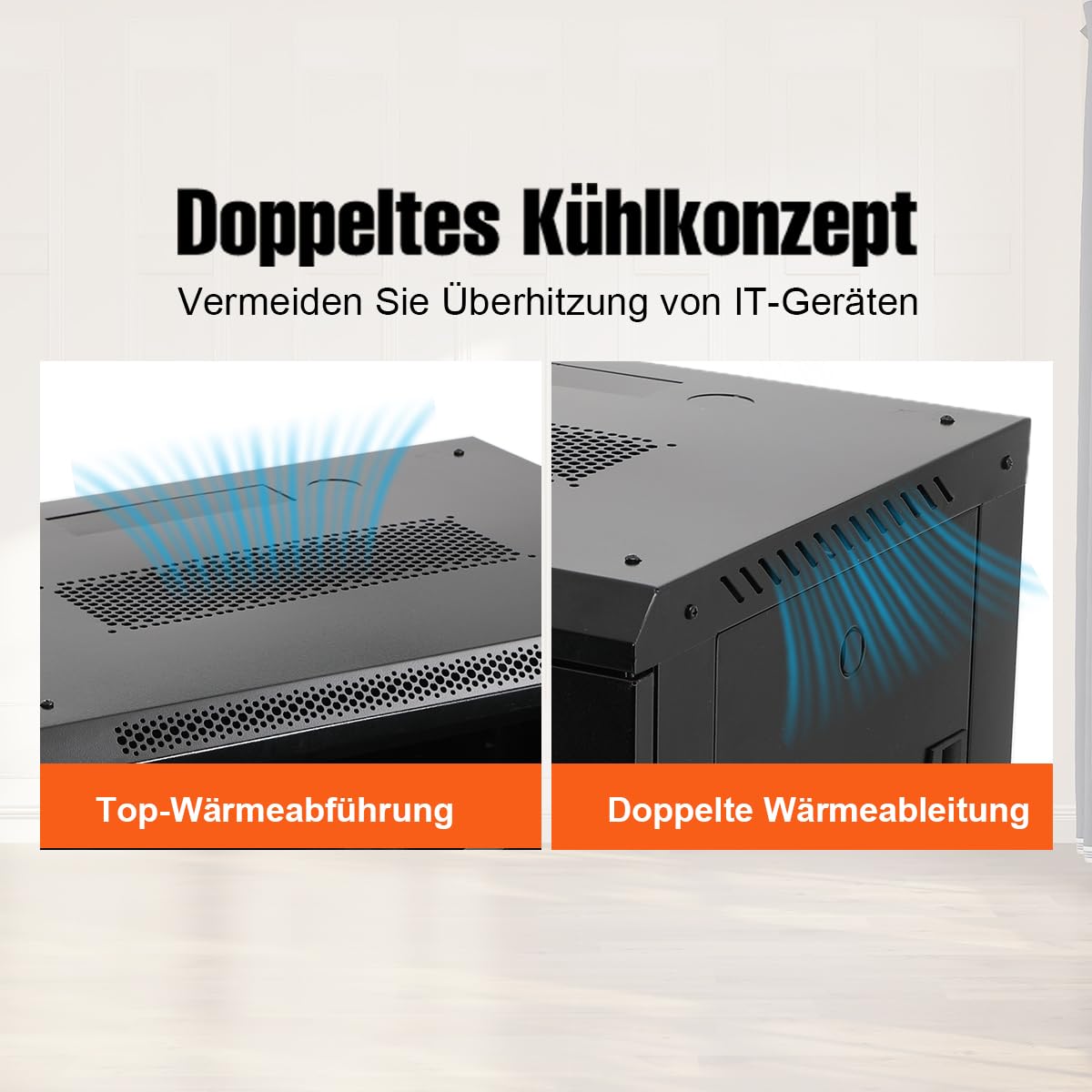 12U Netzwerk-Serverschrank Wandmontage 19 Zoll, max. 60kg | Abschließbare Seitenwände, für Server/Router/Switches/A/V.