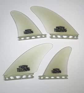 Pacific Vibrations Tomo Quad Surfboard Fins For Futures Boxes - Honeycomb Core Fiberglass (Blue Resin)