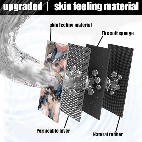 Miniatura 2 de Alfombra de baño, mármol rosa, azul y dorado, antideslizante, de secado rápido, súper absorbente, delgada, alfombras de baño que caben debajo de la