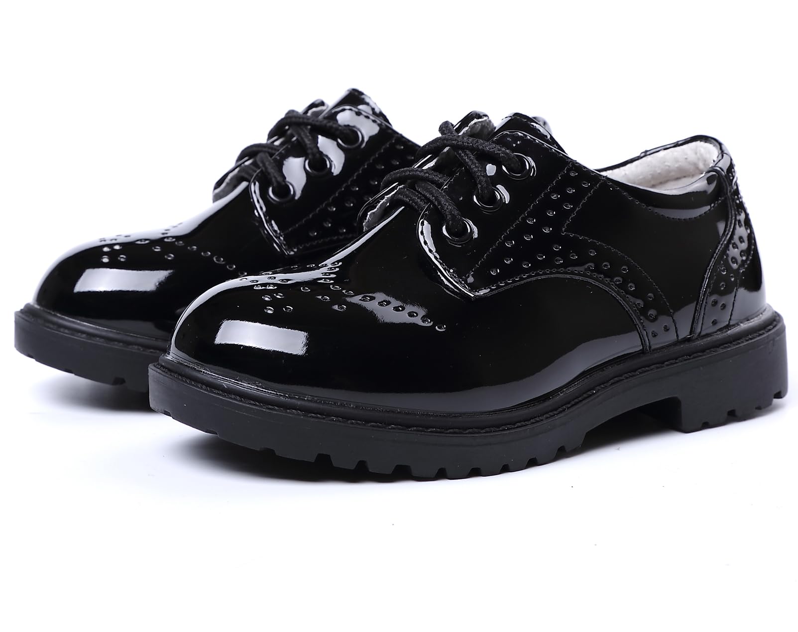 PPXID Jungen Schnürhalbschuhe wasserdichte Lackschuhe Schule Oxfords Uniform Hochzeit Anzugschuhe