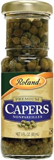 Roland Foods Nonpareil Capers in Vinegar Brine, Premium Imported Moroccan Capers, 3oz Jar - Tangy Briny Kick for Pasta, Salads & Seafood