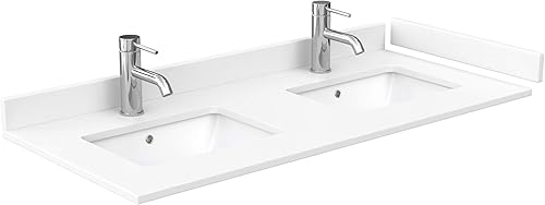 Miniatura 6 de Avery 48 Inch Double Bathroom Vanity in White, White Cultured Marble Countertop, Undermount Square Sinks, Brushed Gold Trim