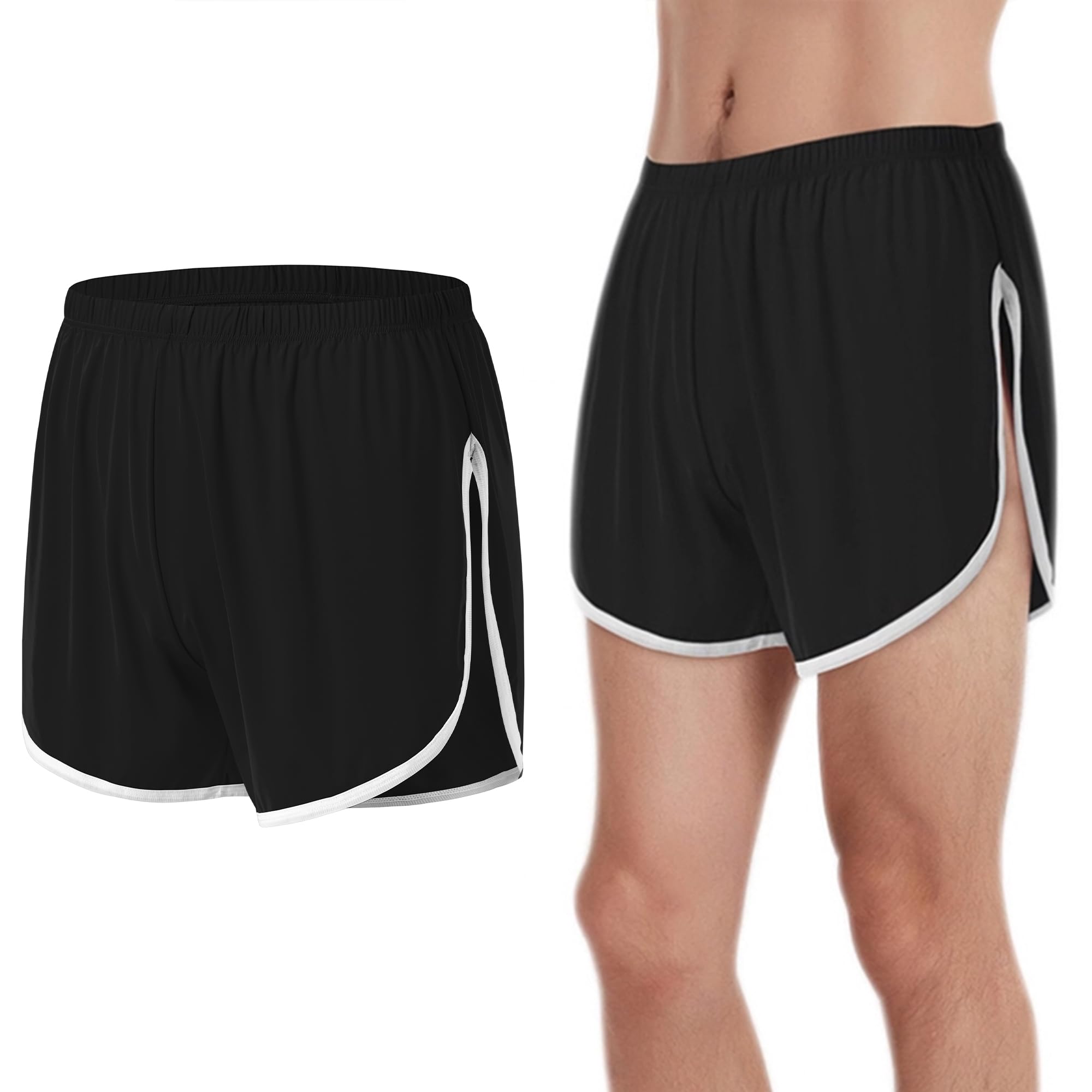 Mens Athletic Short Large Split Side Breathable Lightweight Sport Running Shorts Workout Gym