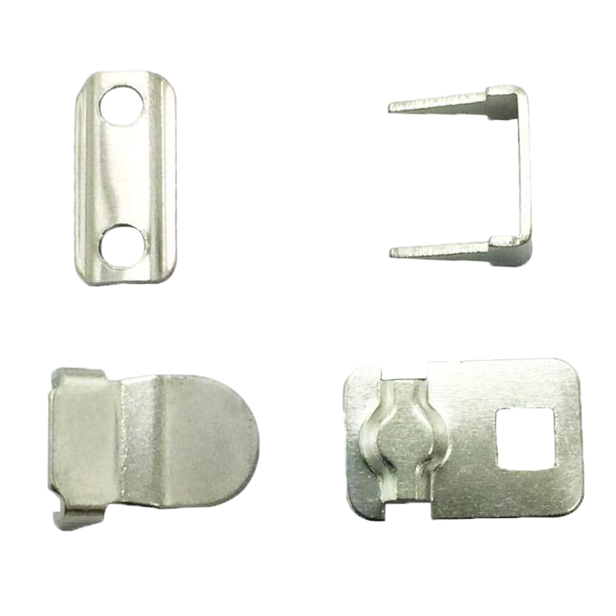 Trimming Shop 10mm Silver Hook and Bar Fastener Closures for Trousers, Skirts, Tunics, Undergarments, DIY craft Projects, Four Parts Non Sew Clasps, 100pcs