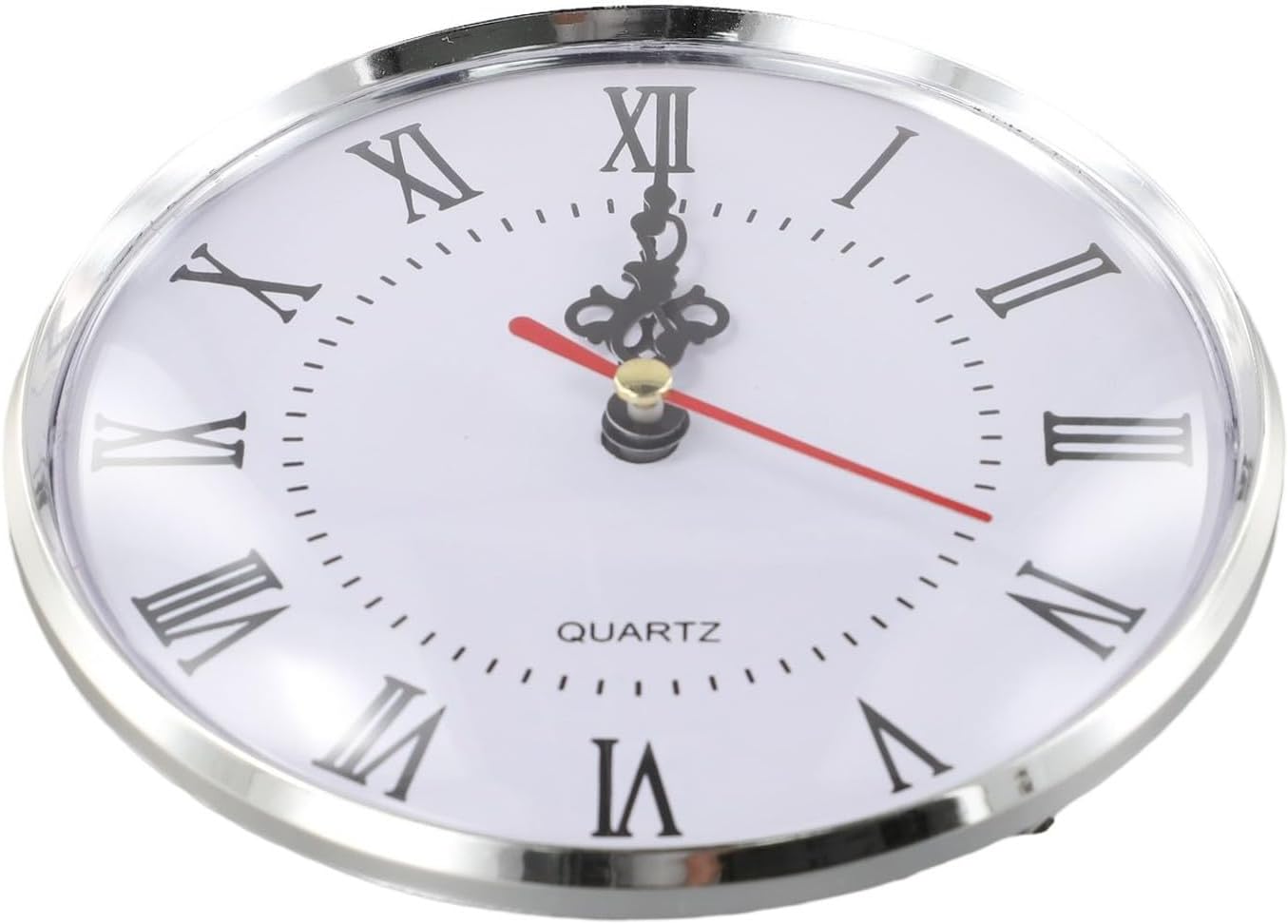 130Mm Quartz Clock Insert With Roman Numeral D-ial, Silent Movement Replacement For DIY Wall Clock Repair Projects, Gold Silver Trim, Fits 90-110mm Hole(Silver)