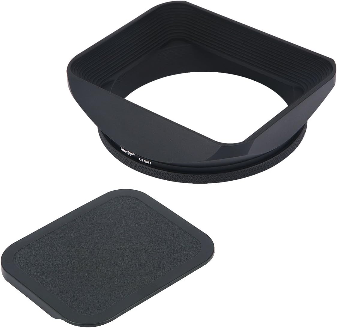 Haoge 67mm Square Metal Screw-in Mount Lens Hood Shade with Cap for 67mm Canon Nikon Sony Leica Leitz Carl Zeiss Voigtlander Nikkor Panasonic Fujifilm Olympus Lens and Other 67mm Filter Thread Lens