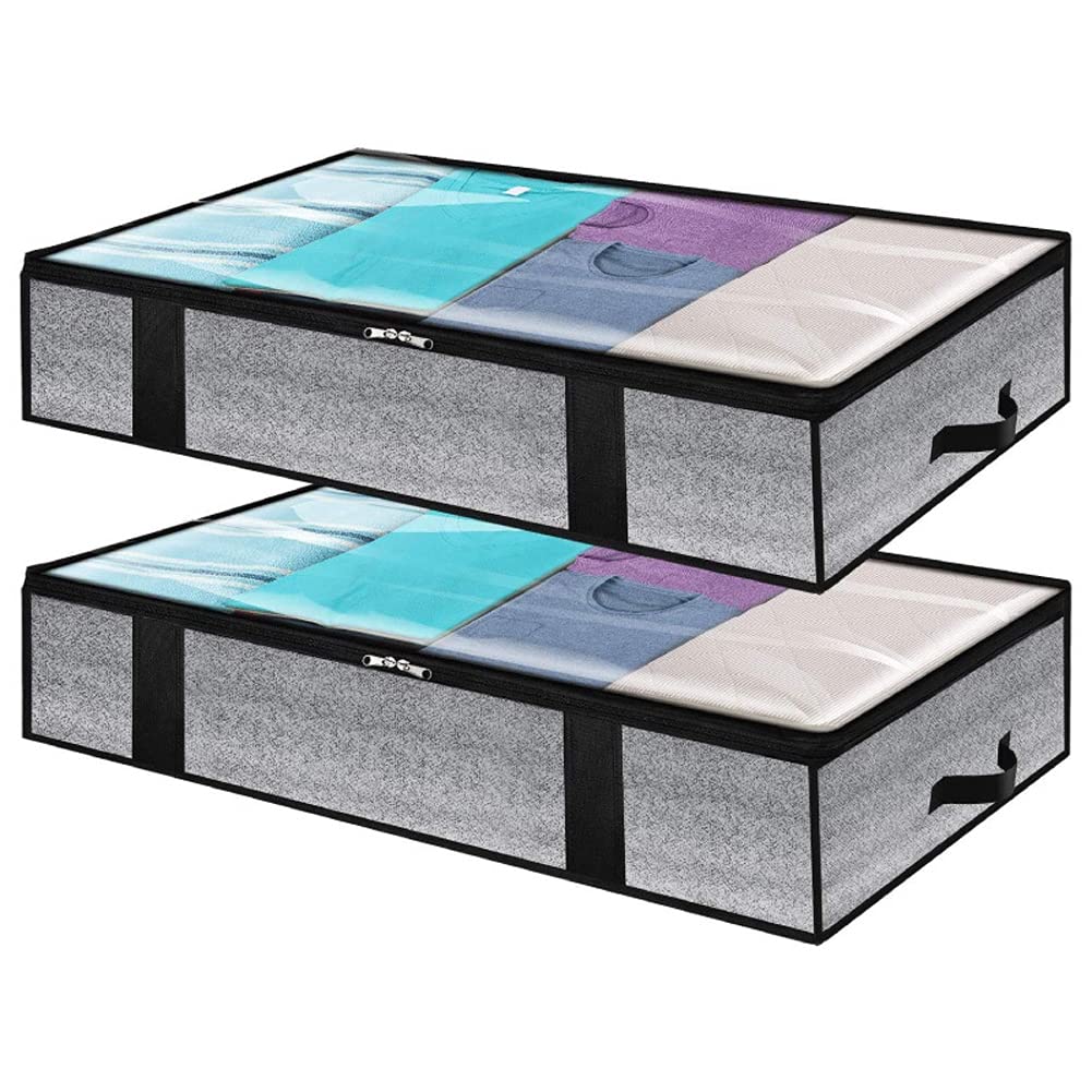 YWMEAC 2 Pack Large Storage Boxes Thick Breathable Underbed Clothes Zippered Organizer/a/100X50X18Cm
