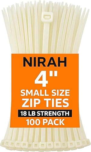 Bridas pequeñas de 4 pulgadas transparentes, 18 libras de fuerza, resistentes a los rayos UV, autobloqueantes PA66 pequeñas, color blanco, mini