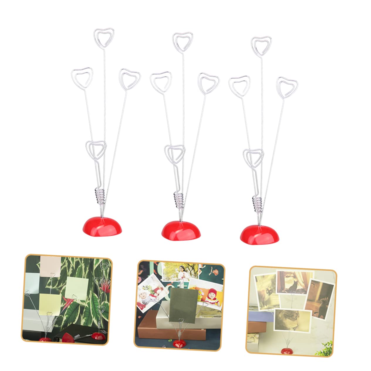 Clip para Notas de Mesa Ranura Porta Tarjetas de 3 Piezas Forma de Corazón para Organización y Estilo