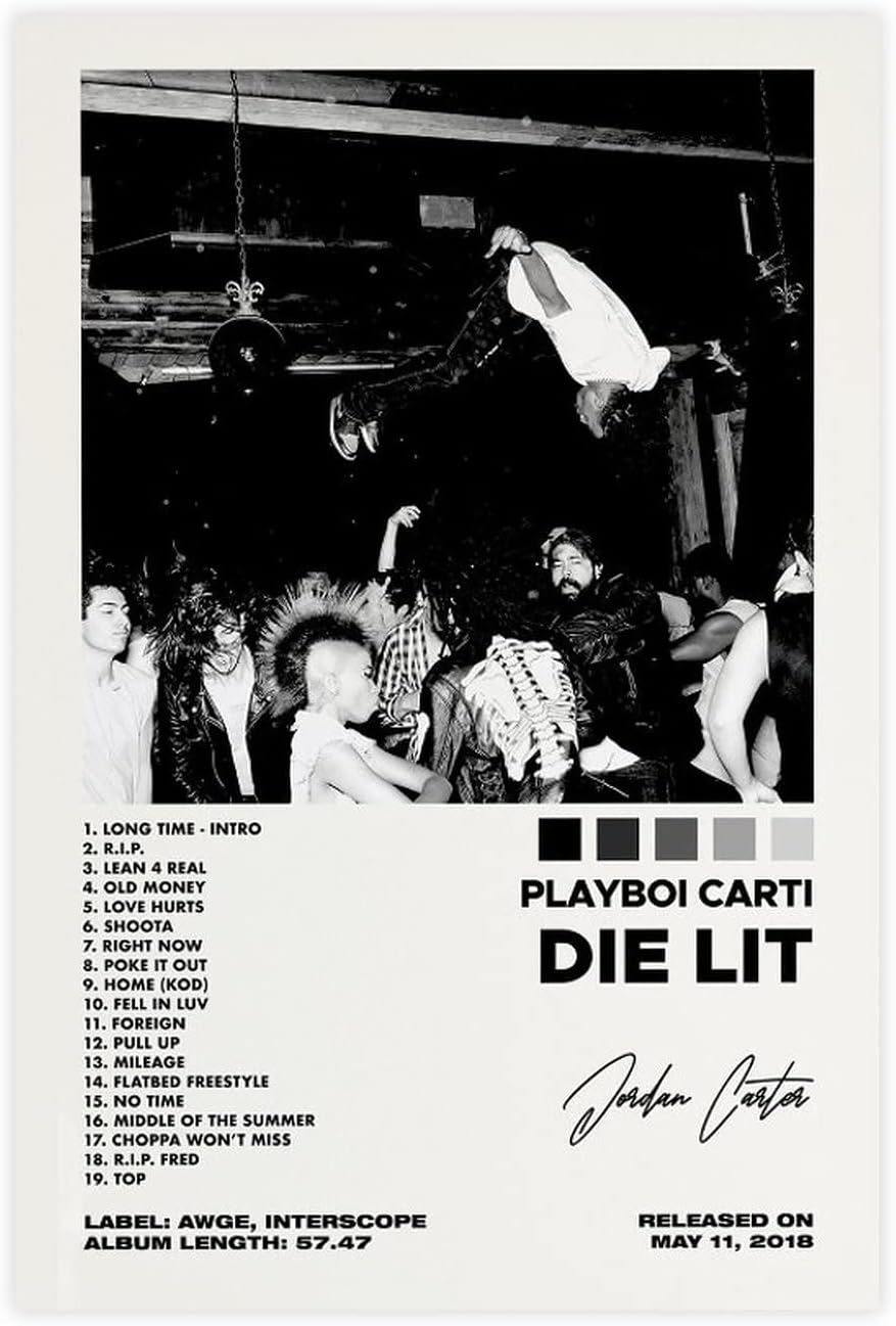 Playboi Carti Die Lit Album Cover Poster - Canvas Wall Art Decor Print for Living Room Bedroom - Unframed 12x18inch (30x45cm)