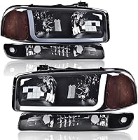 Vista 14 de PIT66 Conjunto de faros LED DRL BAR, compatible con GMC Sierra 1999-2006 /GMC Yukon 2000-2006, faros delanteros con lente ahumada, carcasa negra