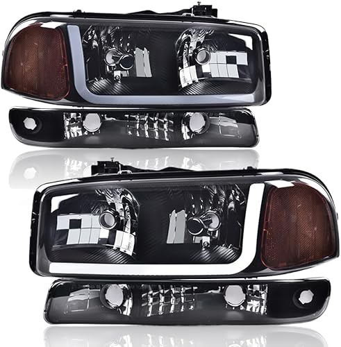 Vista 9 de PIT66 Conjunto de faros delanteros LED DRL BAR compatible con GMC Sierra 1999-2007 /Sierra 2500/99-06 GMC Yukon 1999-2004, accesorios de luces