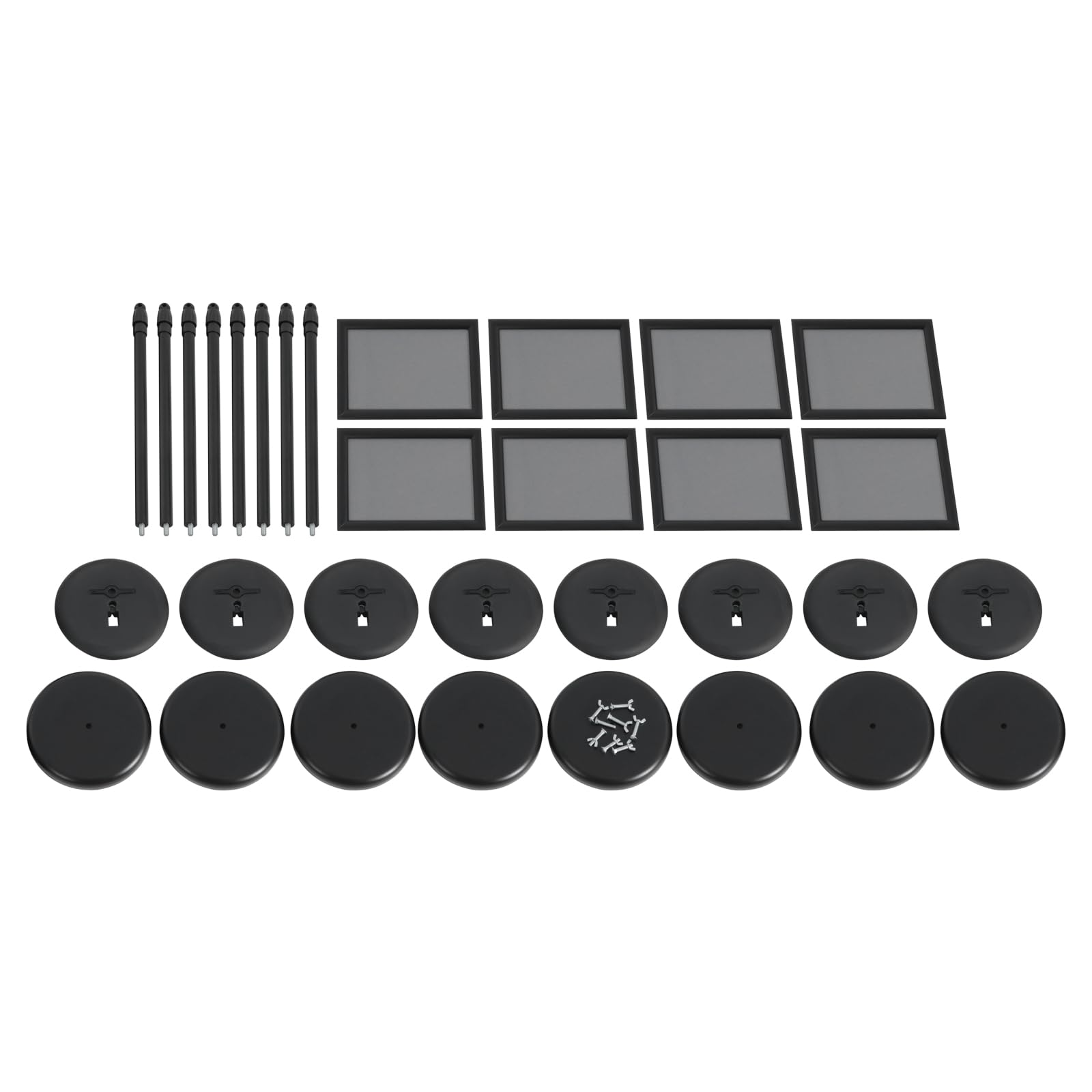 Juego de 8 soportes A4 para folletos, altura ajustable y giratorio 360°, soporte de exhibición, soporte para folletos, soporte de aluminio para publicidad, menús y pósteres (negro)
