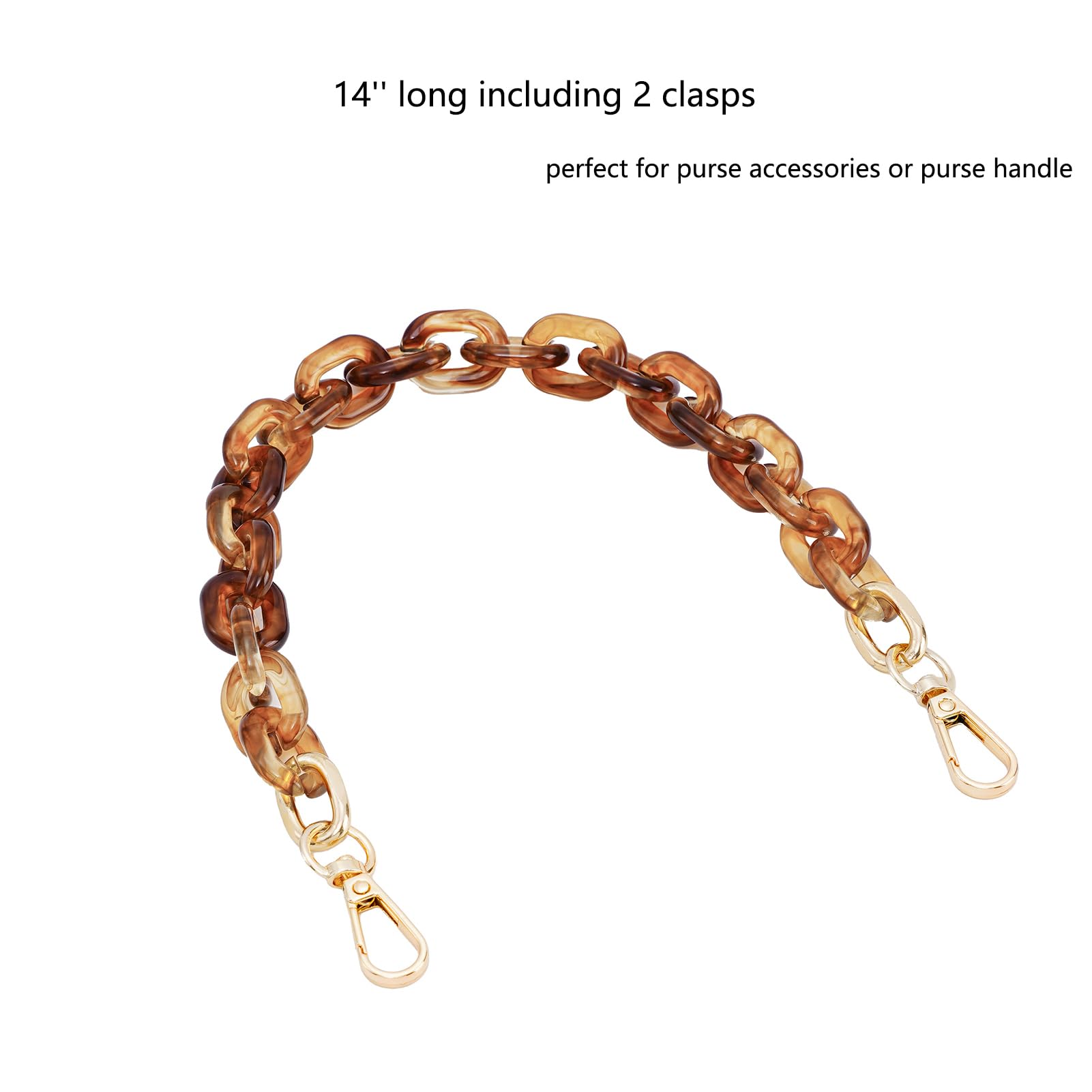 Cute Acrylic Purse Strap Bag Chain Handle Replacement Handbag Crossbody Shoulder Strap Accessory(Amber Gold 14'')