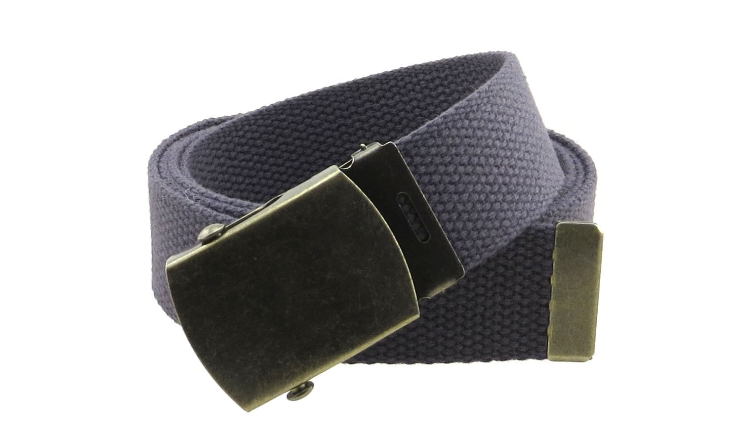 'Canvas Web Belt Military Style with Antique Brass Buckle and Tip 50'' Long'