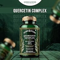 Vista 4 de HERBS & SEEDS Complejo de quercetina 500 mg Suplemento Natural Vegano Fuentes con Bioflavonoides y antioxidantes potentes para apoyo de la salud