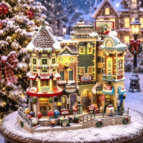 LEMAX Jingle Bell Bazaar maqueta de pueblo navideño miniatura con luces LED 3