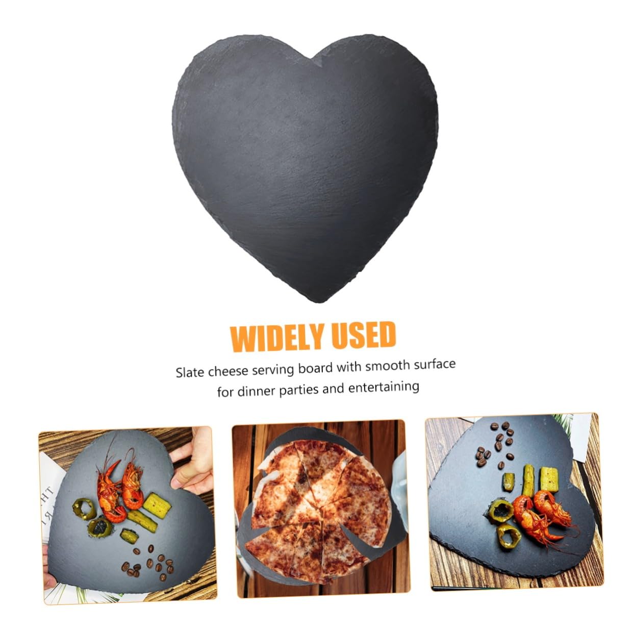 SHINEOFI Bandeja de Piedra en Forma de Corazón 25x25 Cm Plato de Carne Placa de Pizarra Resistente para Servir Quesos y Charcutería Estilo Rústico para Restaurante y Hogar