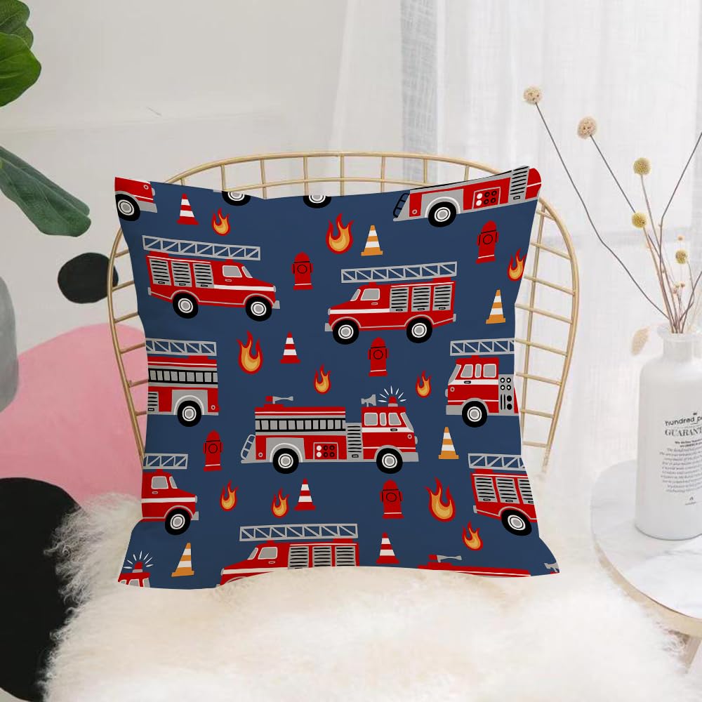 HYOSXW Cushion Cover,Throw Pillow Case Home Decorative for Living Room Bedroom Sofa Chair 16X16 Inch,Hand drawn fire trucks vector on dark blue background.,Pillowcase 40X40cm