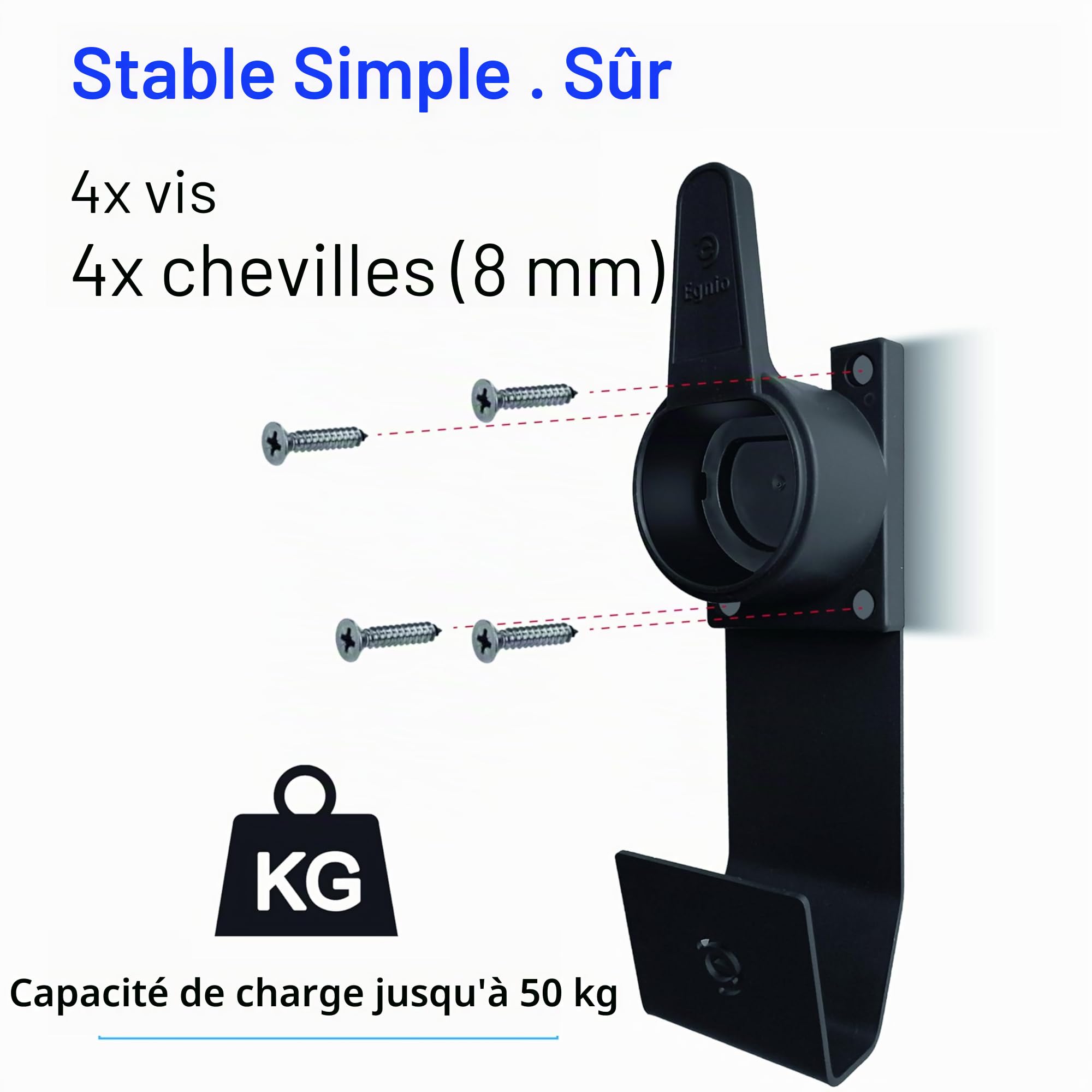 Support Mural de Chargeur Véhicule Électrique avec Prises IEC 51296-2, Support Résistant Aux Intempéries pour La Plupart des Câbles De Charge UE EV, Kit De Montage Inclus