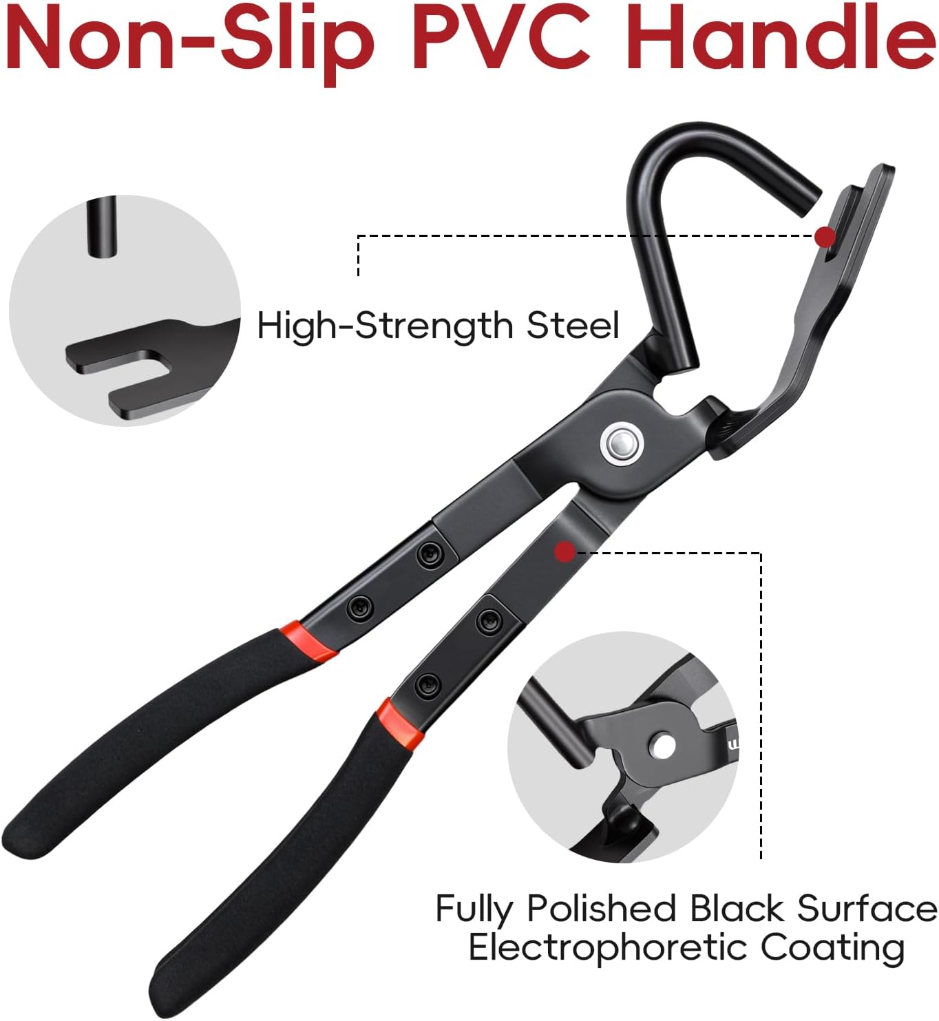 WISEUP Exhaust Hanger Removal Tool – Heavy-Duty Pliers for Car & Truck Rubber Exhaust Hangers with Non-Slip Grip, Compatible with Most Domestic & Imported Exhaust Systems