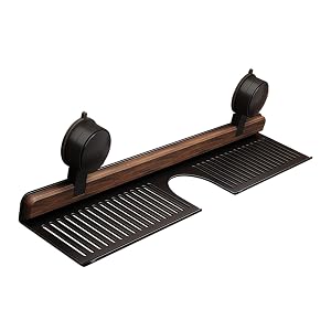 Walnut Suction Cup Shower Caddy Wooden Large Capacity No-Drilling Bathroom Shelf Removable Waterproof Wall Mounted Over The Sink