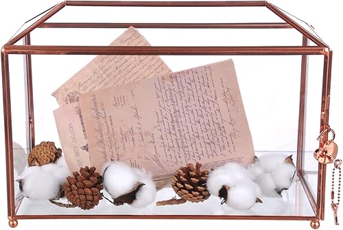 Miniatura 1 de Bellaware - Caja de cristal para tarjetas de boda con ranura para recepción, caja de regalo de boda grande transparente con cerradura, caja de