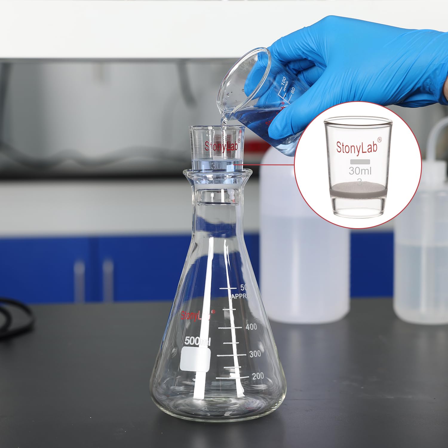 stonylab Crogiolo di Vetro Gooch, Crogiolo Filtrante Gooch in Vetro Borosilicato a Forma Bassa con Disco Fritto, Porosità G3 da 30 ml