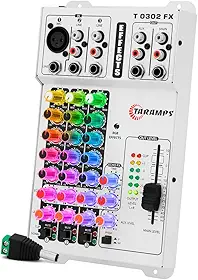 Taramps Mixer Mesa de Som T 0302 FX Multicolor 3 canais Equalizador 4 bandas com Efeitos de Led RGB nos Botões Efeito Echo FX Reverb saída auxiliar som automotivo residencial caixa bob rack movel