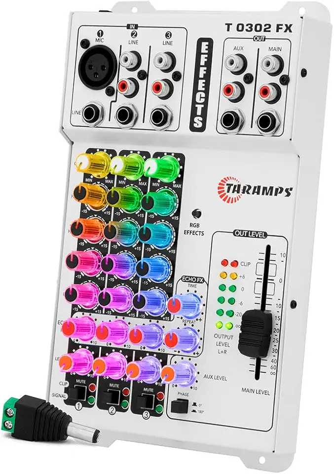 MESA DE SOM T 0302 FX - 3 CANAIS MULTICORES/MULTICOLOR