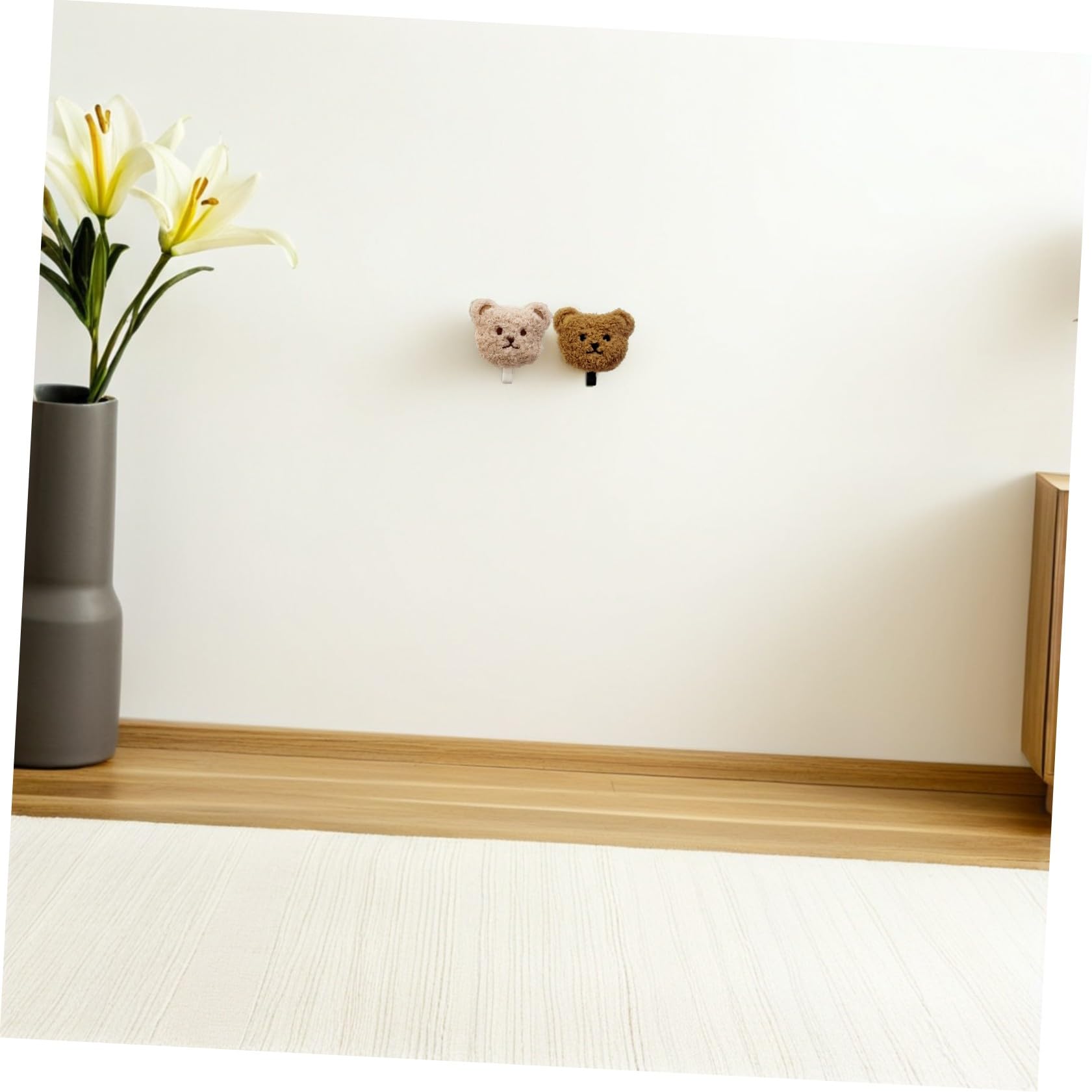 YARNOW 2 Ganci da Parete Adesivi a Forma di Orso in Peluche Ganci Portachiavi da Bagno Set di 2 Pezzi per Organizzazione Camera da Letto e Bagno senza Fori
