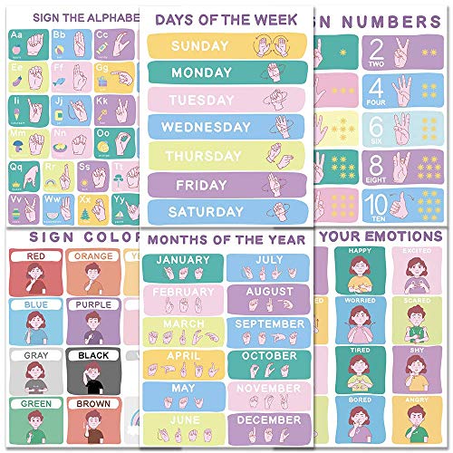 11x14 ASL Set Of 6 Kids Posters/Kids Wall Art/Kids Wall Decor/Baby Nursery Decor/Nursery Wall Decor/Kids Posters/Classroom Decorations/Days Of The Week/Months Of The Year For Classroom