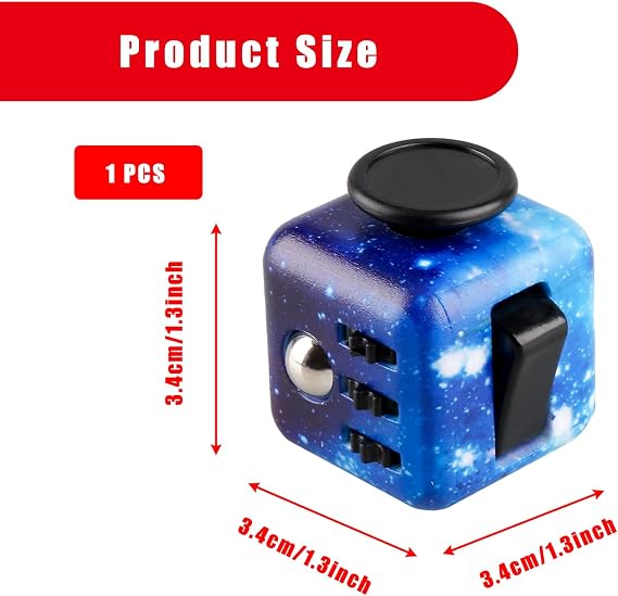 6-Sided Stress Relief Sensory Toy for Anxiety,ADHD,Focus,Portable Finger Cube Toy for Office,Classroom,and Home(Sky purple)