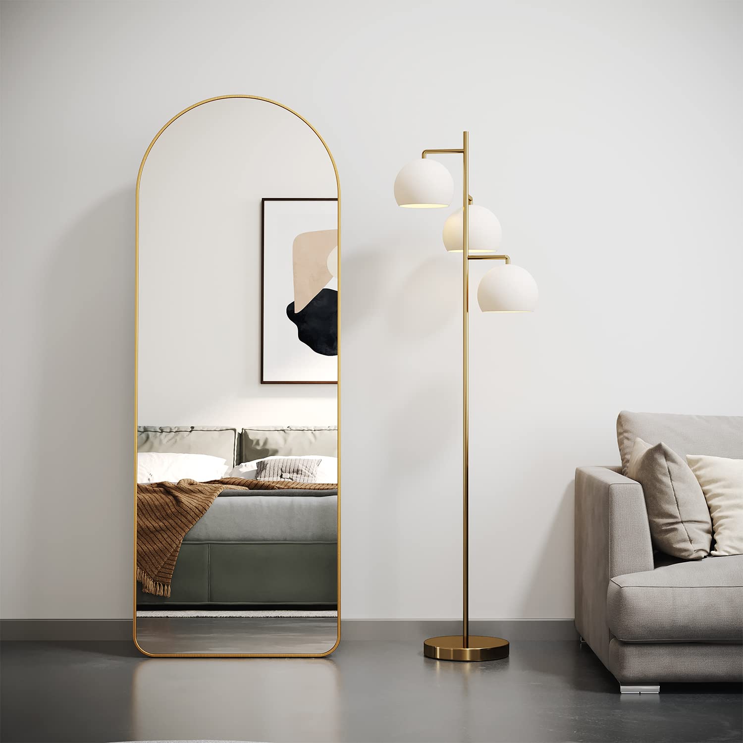 Buy BOJOY Full Length Mirror 63"x20", Arched Mirror, Floor Mirror with