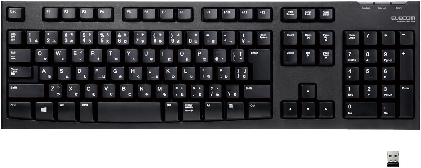 ELECOM USB Keyboard Wireless (Receiver Included) Membrane Full Keyboard 10 Million Keystrokes Durable PlayStation4 Compatible Black TK-FDM063TBK