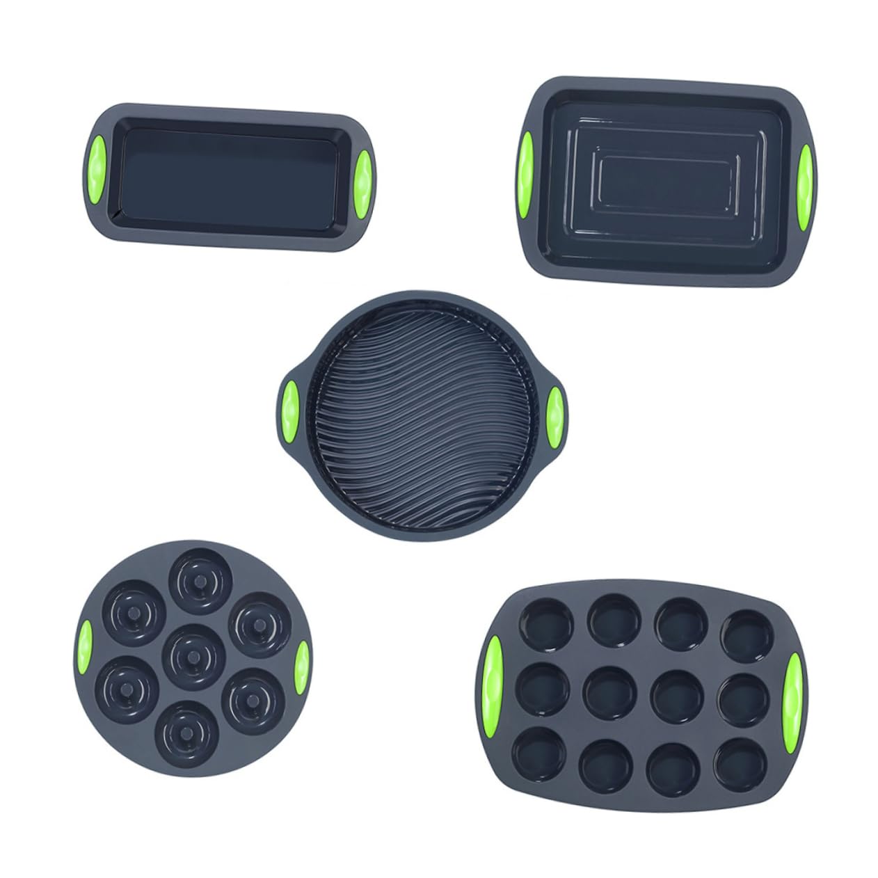 Mikinona Lot de 5 Moules à Gâteau en Silicone Résistants la Chaleur, Faciles à Nettoyer, Pâtisserie Cuisine en Famille ou Entre Amis