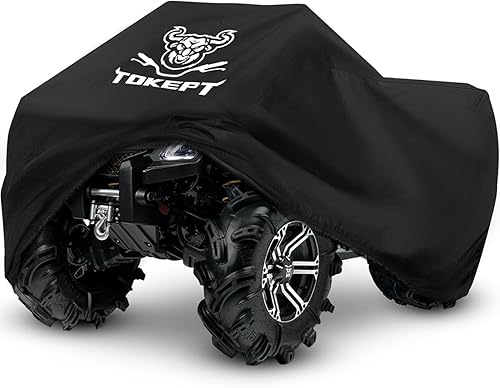 ATV Cover, Heavy Duty Black Waterproof Oxford Fabric Protective 4