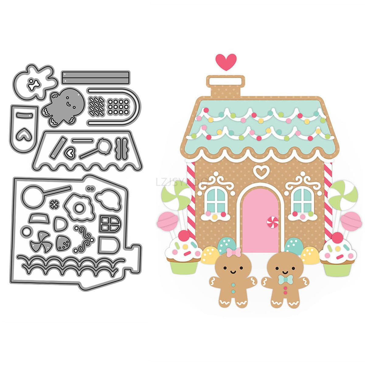 Candy House Thanksgiving Doll Metal Die Cuts for Card Making